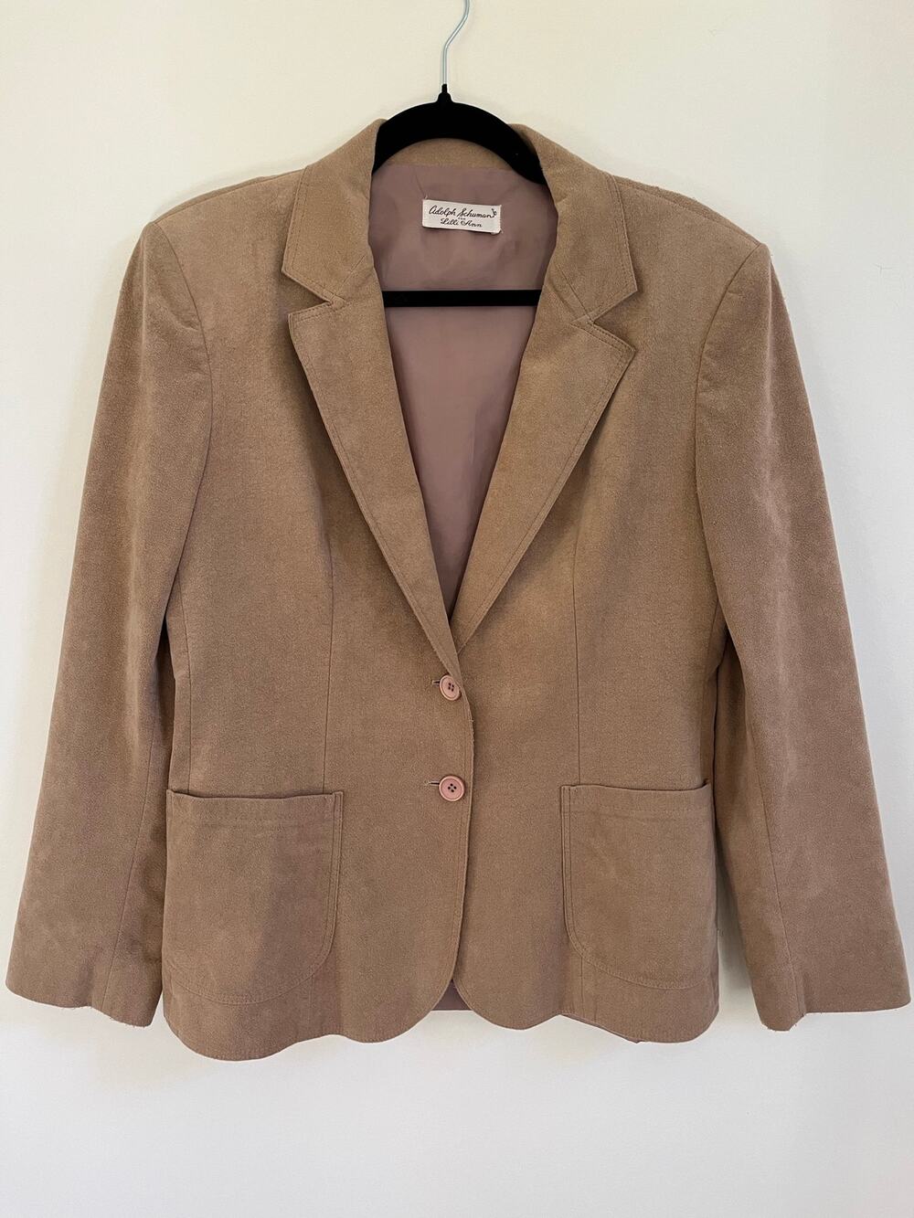 VTG Adolph Schuman for Lilli Ann Ultrasuede Blazer Jacket Camel Tan Sz 6